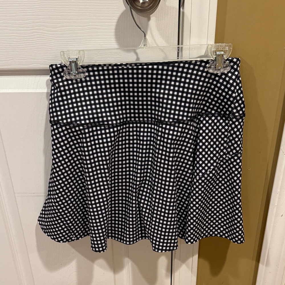 Avia Black and White Checkered Athletic Skirt with built-in shorts